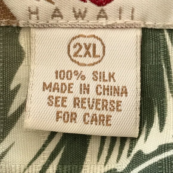 Hilo Hattie 100% Silk Hawaiian Shirt Men 2XL Green Floral Button Up Pocket 16908 - Picture 4 of 13